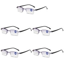 5PK Rimless Blue Light Blocking Reading Glasses Diamond Cut Edge Readers for Men - £8.78 GBP