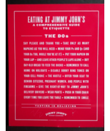 Authentic Jimmy Johns Etiquette THE DO&#39;S Red Metal Tin Sign 22&quot;h x 17.25... - £63.52 GBP