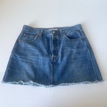 Levi&#39;s Womens BLUE JEAN Ribcage Skirt Button Fly Big E Denim Skirt Size 31 Sz 12 - £26.40 GBP
