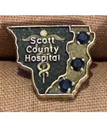 Scott County Hospital 10K Gold Pin With 3 Dark Blue Stones - £22.05 GBP