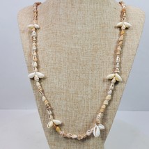 Vintage Seashell Beaded Necklace Pullover 32 Inch Long - £6.42 GBP