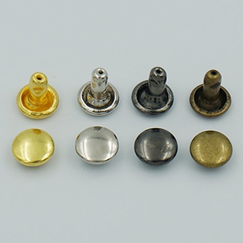 Bluemoona 200 Sets - Double Round Cap 6mm 1/4" Rivet Stud Leather (Nickel)
