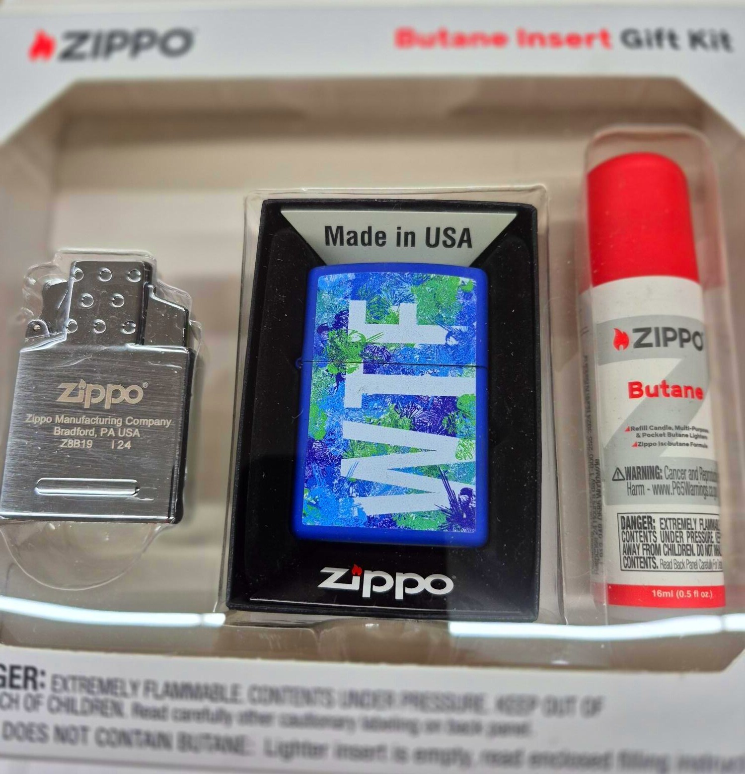 Rare Blue WTF Zippo Lighter Gift Kit - $37.95