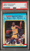 1988 Fleer #6 of 11 Super Star Sticker Magic Johnson PSA 5 - Vintage Basketball - £22.27 GBP