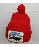 Vtg Chevron Ortho Fertilizer Beanie Embroidery Patch Hat Gas Oil Red Adv... - €31,30 EUR