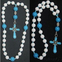 Anglican Episcopal Rosary White Jade Turquoise &amp; Sterling Silver, Rare, Unique - $166.32