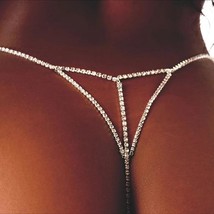 Simple Briefs Women Shorts Sexy Girl Rhinestone Waist Chain Summer Panti... - £11.84 GBP