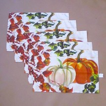 Autumn Leaves Fall Pumpkins Placemats Reversible 18X12&quot; Set of 5 - $185.83 MXN