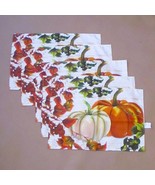 Autumn Leaves Fall Pumpkins Placemats Reversible 18X12&quot; Set of 5 - $185.83 MXN