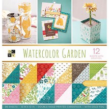 American Crafts Card Stock 12&quot;X12&quot; Watercolor Garden Premium Printed Car... - £28.78 GBP