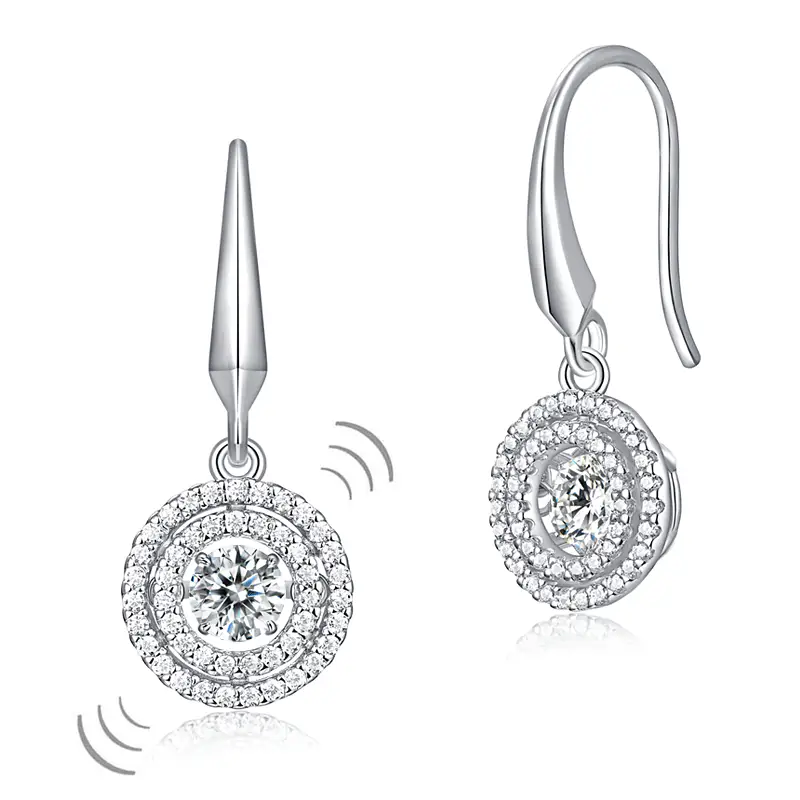 Sterling Silver Dangle Earrings with 4 mm Mobile Stone - $1,636.96 MXN
