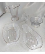 EAPG Lot (5 pcs) BRYCE BROTHERS Forget-Me-Not Berry Bowls, Relish Dish, ... - $24.40
