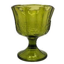 Vintage Compote Green Indiana Glass Colony Harvest Grapes Candy Dish Avocado - £14.10 GBP