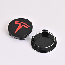 4 pcs 56mm Tesla Wheel Center Cap Black Red emblem Hub caps - $17.99
