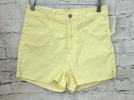 H&amp;M Womens Jean Shorts Yellow Denim High Waisted Side Slits  US Size 6 NEW - £15.18 GBP