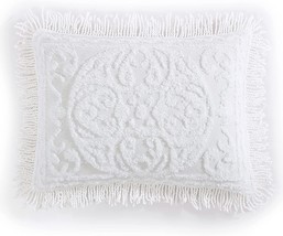 Beatrice Home Fashions Medallion Chenille, Standard Sham, White - £27.17 GBP