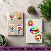 7 Piece LGBTQ+ Sticker Bundle - Printable Digital Stickers for Crafters  - £3.02 GBP