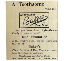 Winthrop Baker Chocolate Bon Bons 1894 Advertisement Victorian Boston AD... - $27.33 CAD