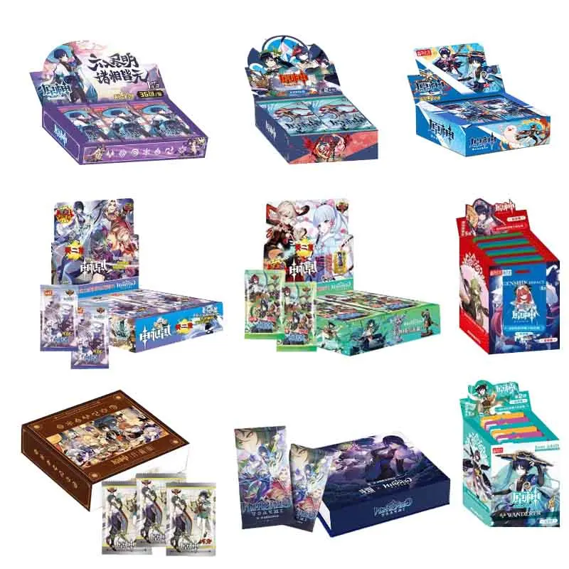 Original Genshin Impact Collection Cards Box TCG Pack Full Set Set New In Anime - £17.60 GBP+