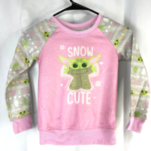 Star Wars Baby Yoda Snow Cute Grogu Mandalorian Fleece Pajamas Kids Size 6 - £15.01 GBP
