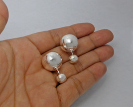  Double Sided Ball Stud Earrings 925 Sterling Silver, Handmade Women Earrings  - $46.00+