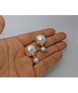  Double Sided Ball Stud Earrings 925 Sterling Silver, Handmade Women Ear... - $46.00+