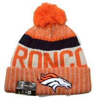 Denver Broncos New Era NFL Sport Cable Knit Pom Pom Beanie Cuffed Winter Hat - £16.66 GBP