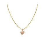 Genuine 14k Two-tone Gold 0.78&quot; CZ &#39;15&#39; Heart Quinceanera Necklace 16&quot; t... - $674.11 CAD+