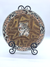 Vtg Ceramic Tiger Plate Decorative African Jungle Animal Print Accessory Accent - £15.86 GBP
