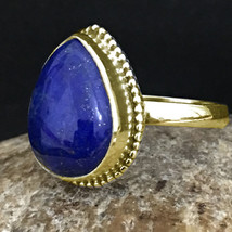 925 Sterling Silver Lapis Lazuli Gems Rose Gold/Gold Plated Women Ring GRS-1345 - £33.69 GBP+