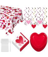 Sparkling Hearts Valentine's Day Dessert Party Pack - Heart Shaped Paper Plates, - £26.17 GBP