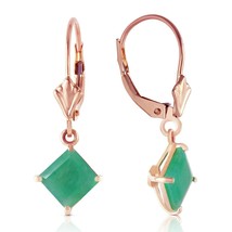 2.9 Carat 14K Solid Rose Gold Leverback Earrings Emerald Jewelry Series Royal - £405.00 GBP