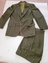 Vintage 1960s Park Lane Bonds Green Olive Suit Blazer 40&quot; Pants 30x30&quot; - £75.17 GBP