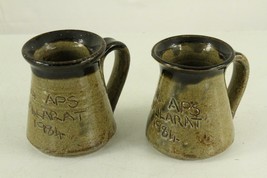 Vintage Studio Pottery 2PC Lot Stoneware Mugs 14 APS BALLARAT 1984 Austr... - £21.44 GBP