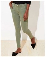 Ann Taylor Loft Jeans Womens 4 Green Mid-Rise Curvy Skinny Denim Frayed Hem - $23.76