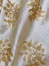 Embroidered Viscose Silk Fabric in Beige Fabric, Gown Dress Fabric - NF846 - $12.49+