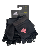 Adidas Essential Adjustable Workout Fingerless Gloves Black / Pink ( L ) - £34.93 GBP