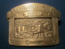 Vtg Pewter Belt Buckle HARRIS PREP PLANT 1986 Eastern Coal 640 Days [j10u]  - £32.71 GBP
