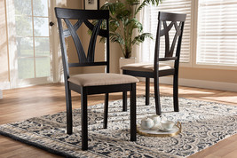 Helina Sand Fabric Upholstered and Espresso Brown Finished Dining Chair ... - $2,534.08 MXN