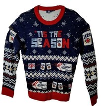 Miller Lite Adult M Ugly Christmas Sweater Tis The Season Pullover Sweater - $63.36