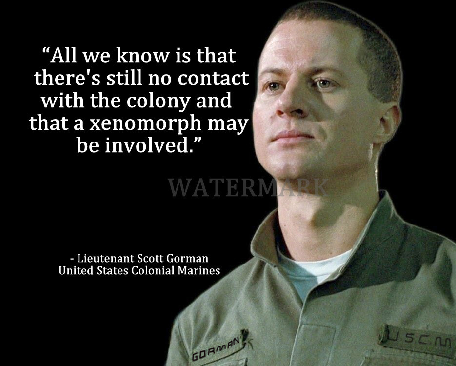 ALIENS LIEUTENANT GORMAN MOVIE QUOTE ALL WE KNOW IS THAT THERES STILL PH... - $8.90