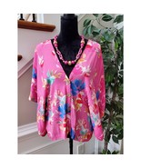 Vici Women Pink 100% Rayon V-Neck 3/4 Sleeve Buttons Front Casual Shirt ... - $38.78 CAD