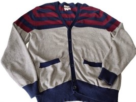 Marc Ecko Cut &amp; Sew Cardigan Sweater Mens Size XL Grandpa Stripes Logo Classic  - £15.68 GBP