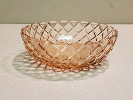 Vintage Anchor Hocking Glass Waterford Waffle Pink 5 1/2” Bowl - £7.87 GBP