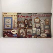 3 Cross Stitch Leaflets Leisure Arts Bless this Home Beary Thankful Scriptures - $14.83