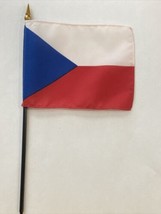 New Czech Republic Mini Desk Flag - Black Wood Stick Gold Top 4” X 6” - £3.99 GBP
