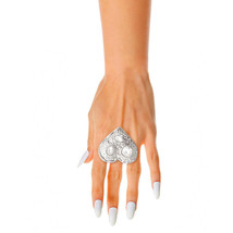 Silver Hammered Heart Stone Ring - $511.99 MXN