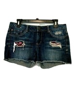 Mudd Love Peace Happiness Womens Jr. 9 Distressed Denim Jean Shorts Azte... - €17,39 EUR
