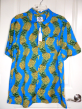 Resolution Mens Hawaiian Short Sleeve Shirt sz L Pineapple Aloha 100% po... - £19.31 GBP