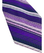 Vintage Longchamps Tie 1970s Purple White Textured Polyester 4&quot; Wide Disco - $39.73